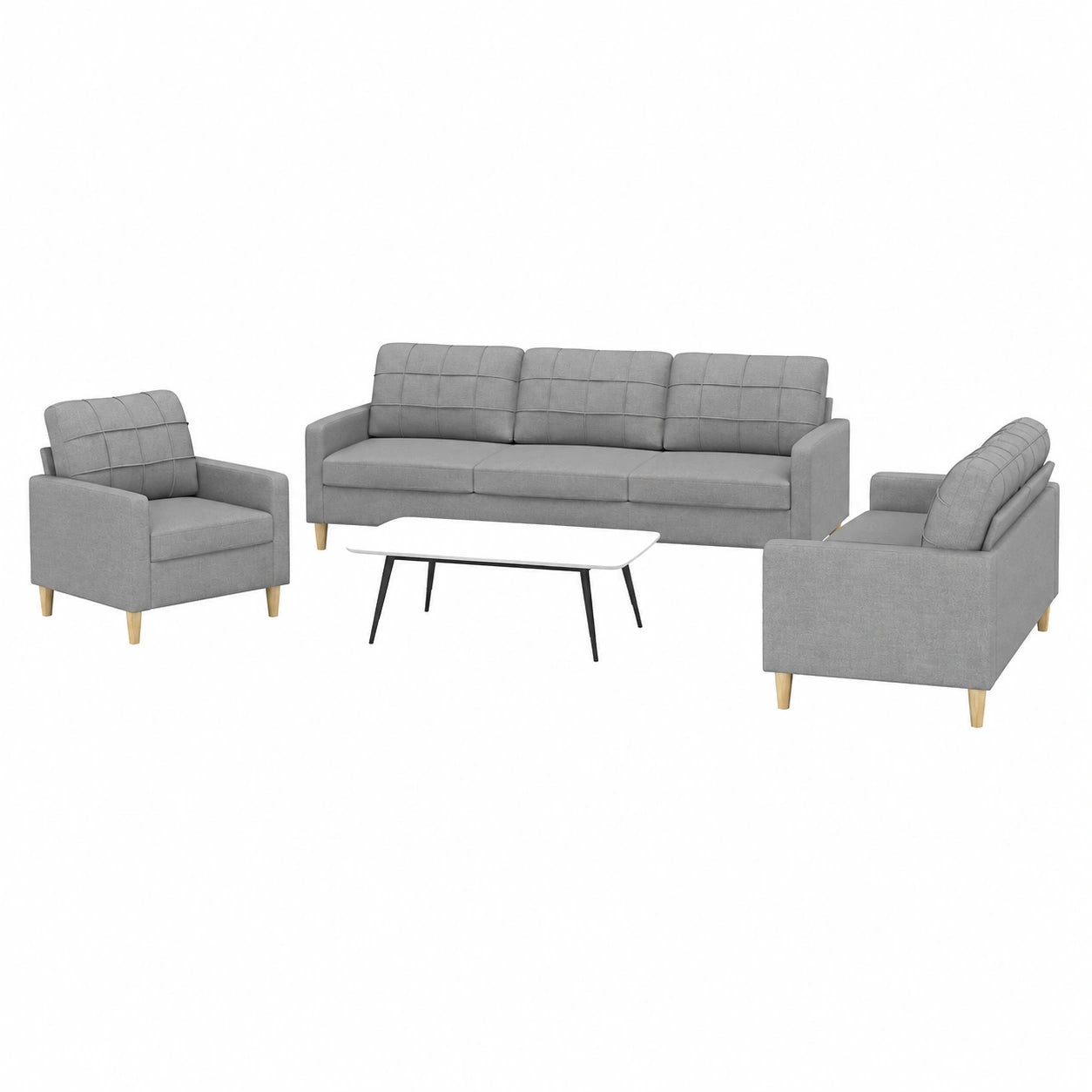 Conjunto de Sofás Modernos de Tela Gris Claro para Salón y Jardín - Modelo 3278287