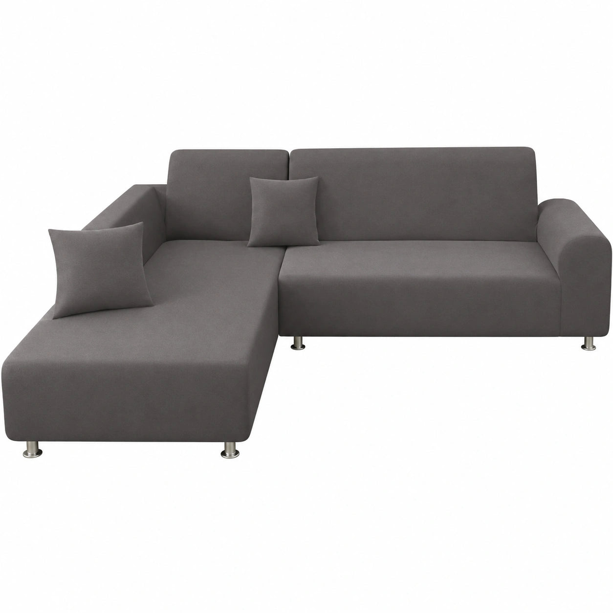 Juego de Fundas Elásticas para Sofá Chaise Longue en Forma de L, 3+3 Plazas, Gris