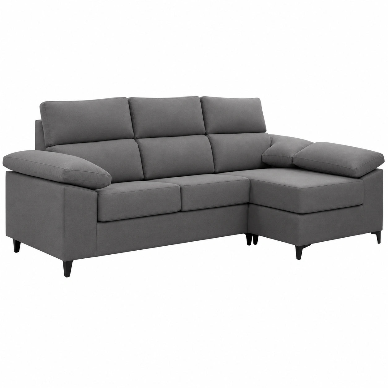 Sofá Lucrezia de 4 Plazas con Chaise Longue - Diseño Moderno y Espacioso en Gris