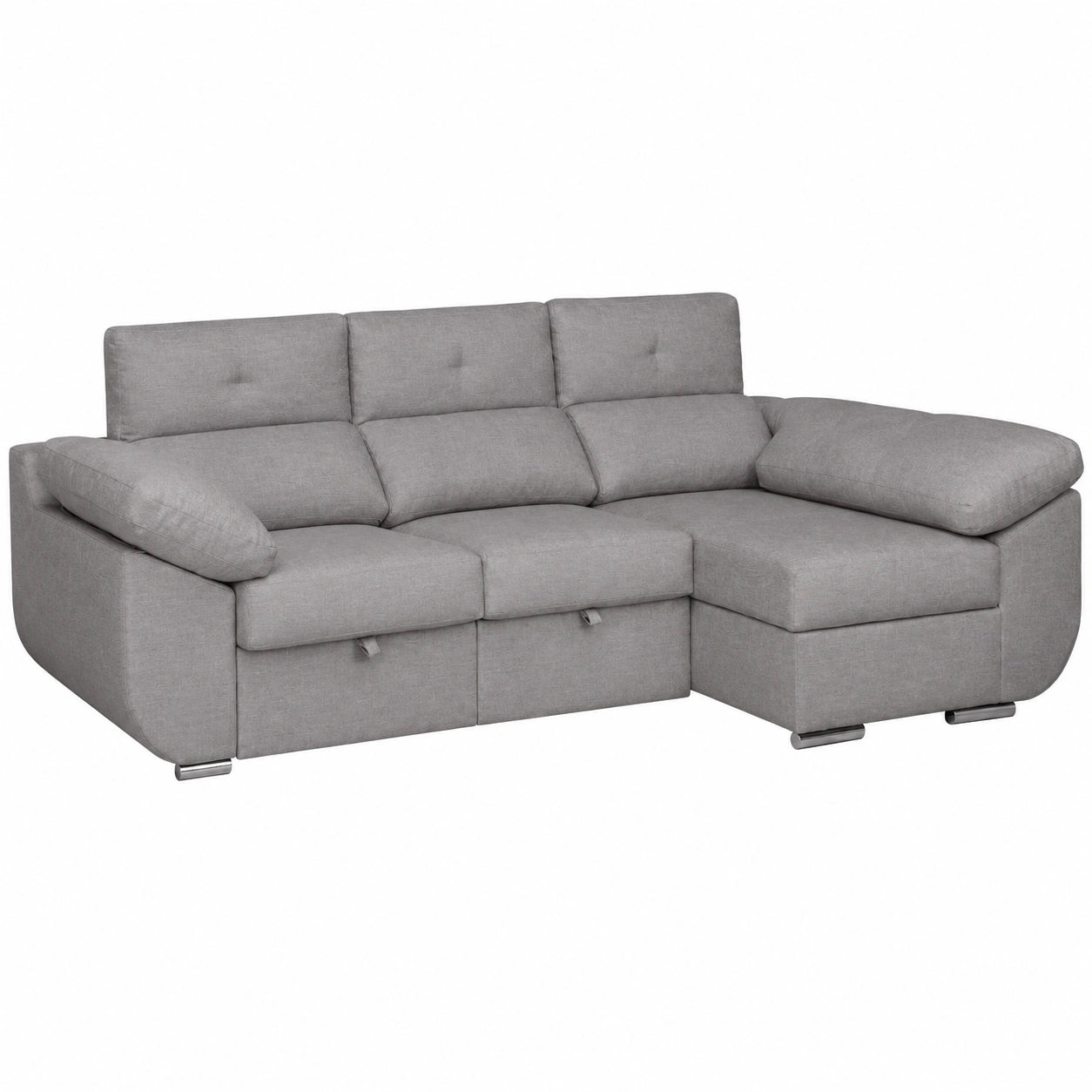 Sofá Chaise Longue 3 Plazas Deslizante en Ceniza - Diseño Moderno Avril