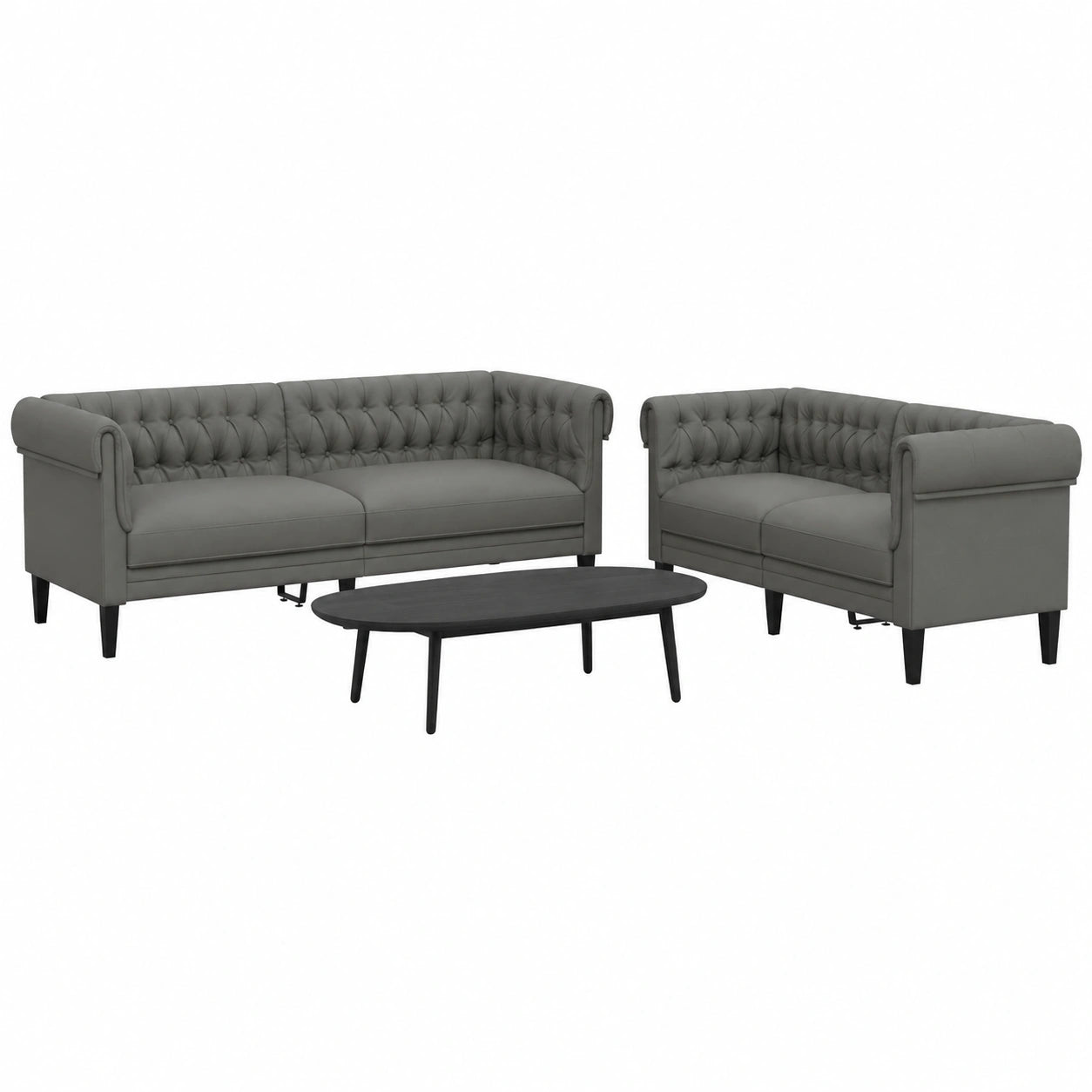 Conjunto de Sofás 2 Piezas de Tela Gris Oscuro para Salón y Jardín - Modelo 3209201