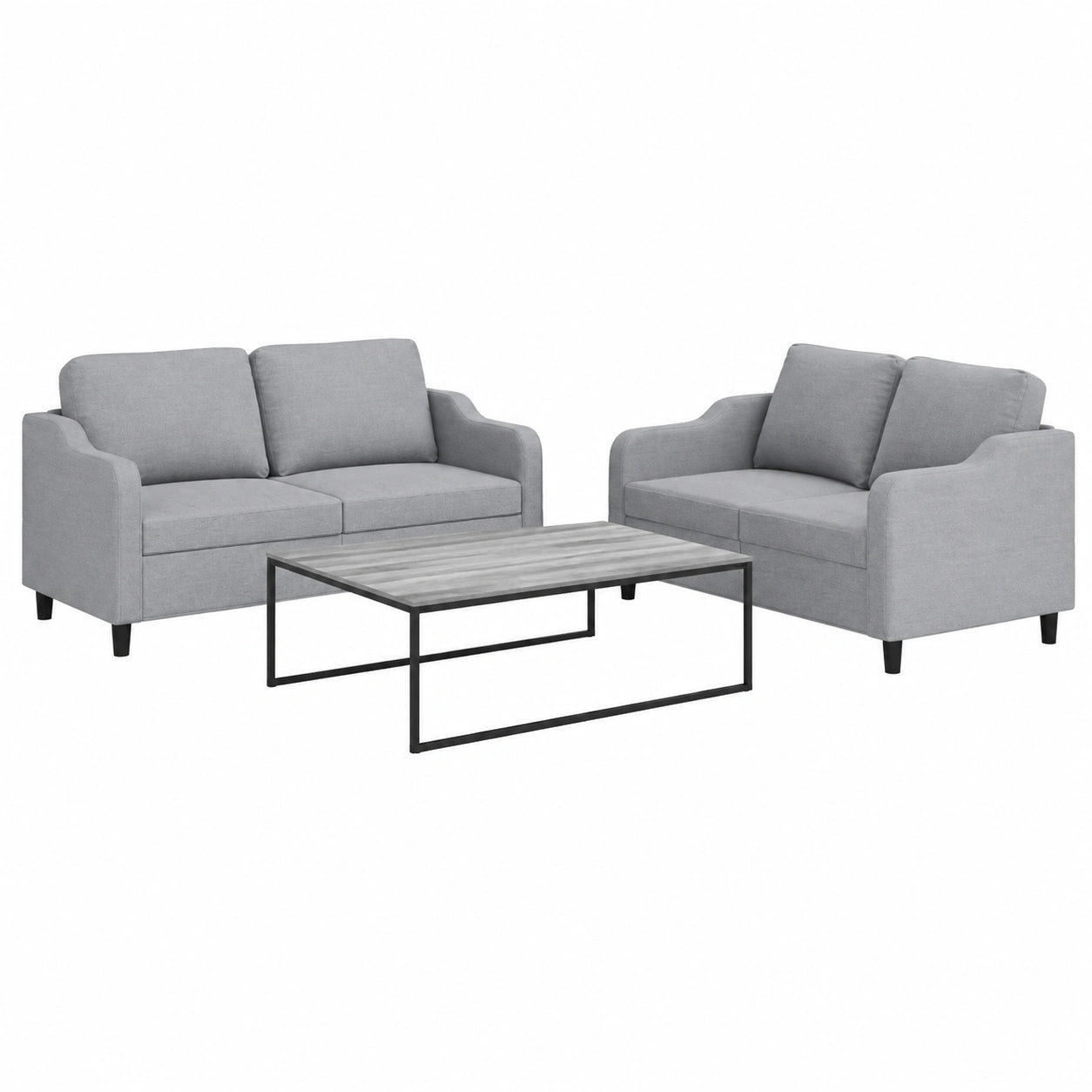 Conjunto de Sofás Homgoday 2 Piezas con Cojines Gris Claro para Interior y Exterior
