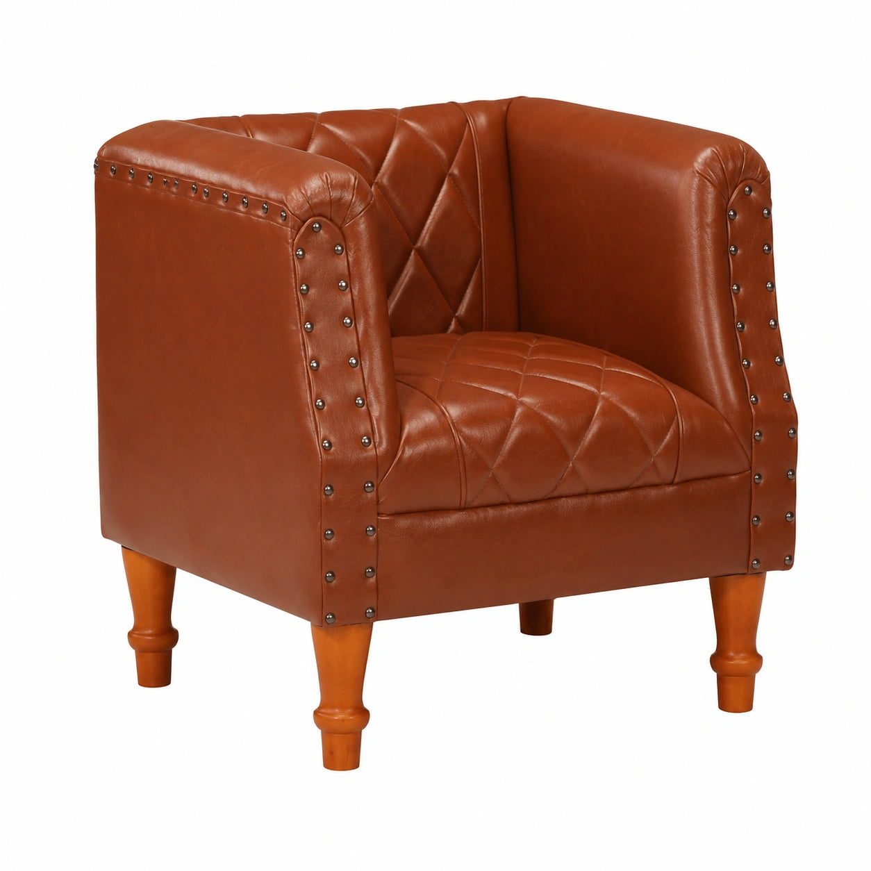 Sillón de Cuero Genuino Marrón para Sala de Estar o Dormitorio