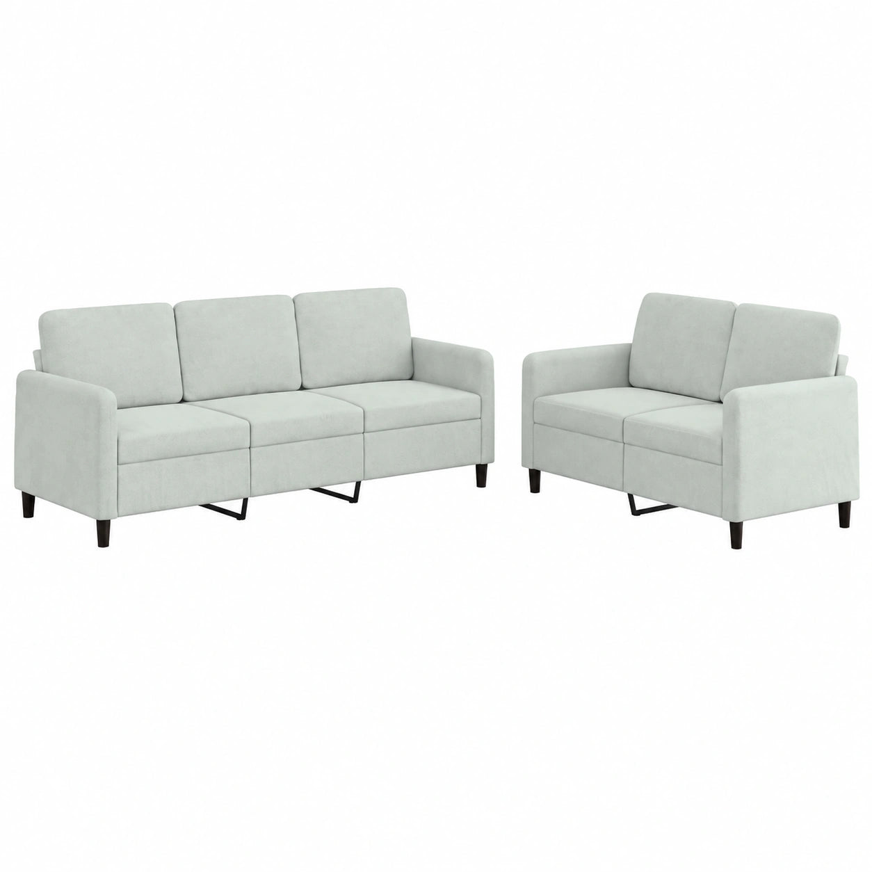 Conjunto de Sofás de Terciopelo Gris Claro para Salón y Jardín