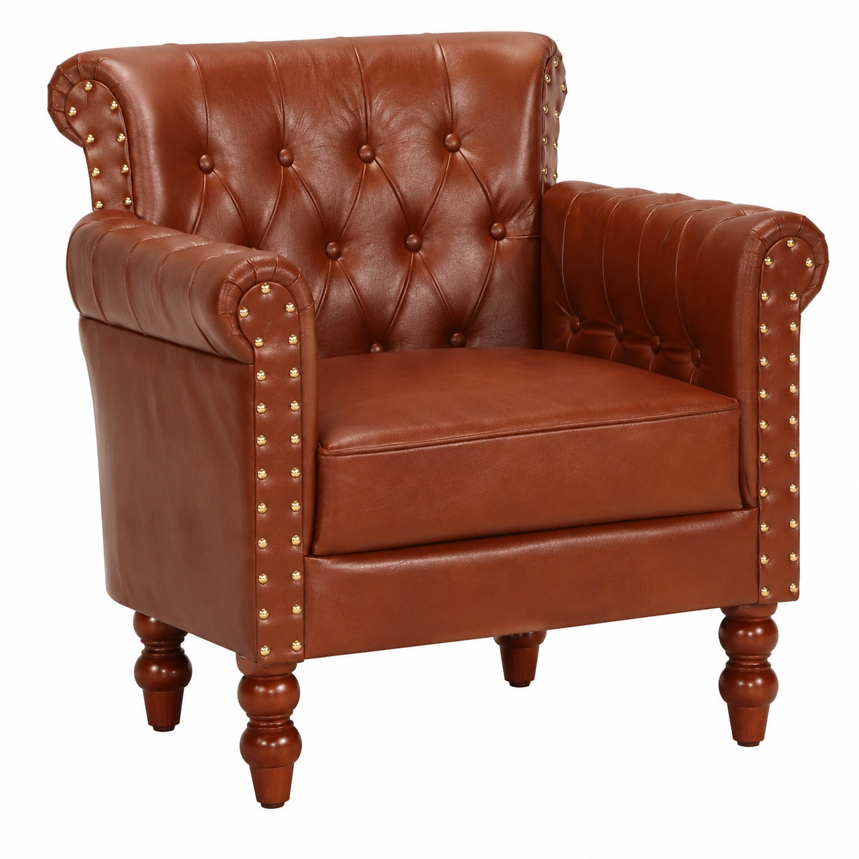 Sillón de Cuero de Cabra Marrón Oscuro, Estilo Vintage y Confort Acolchado