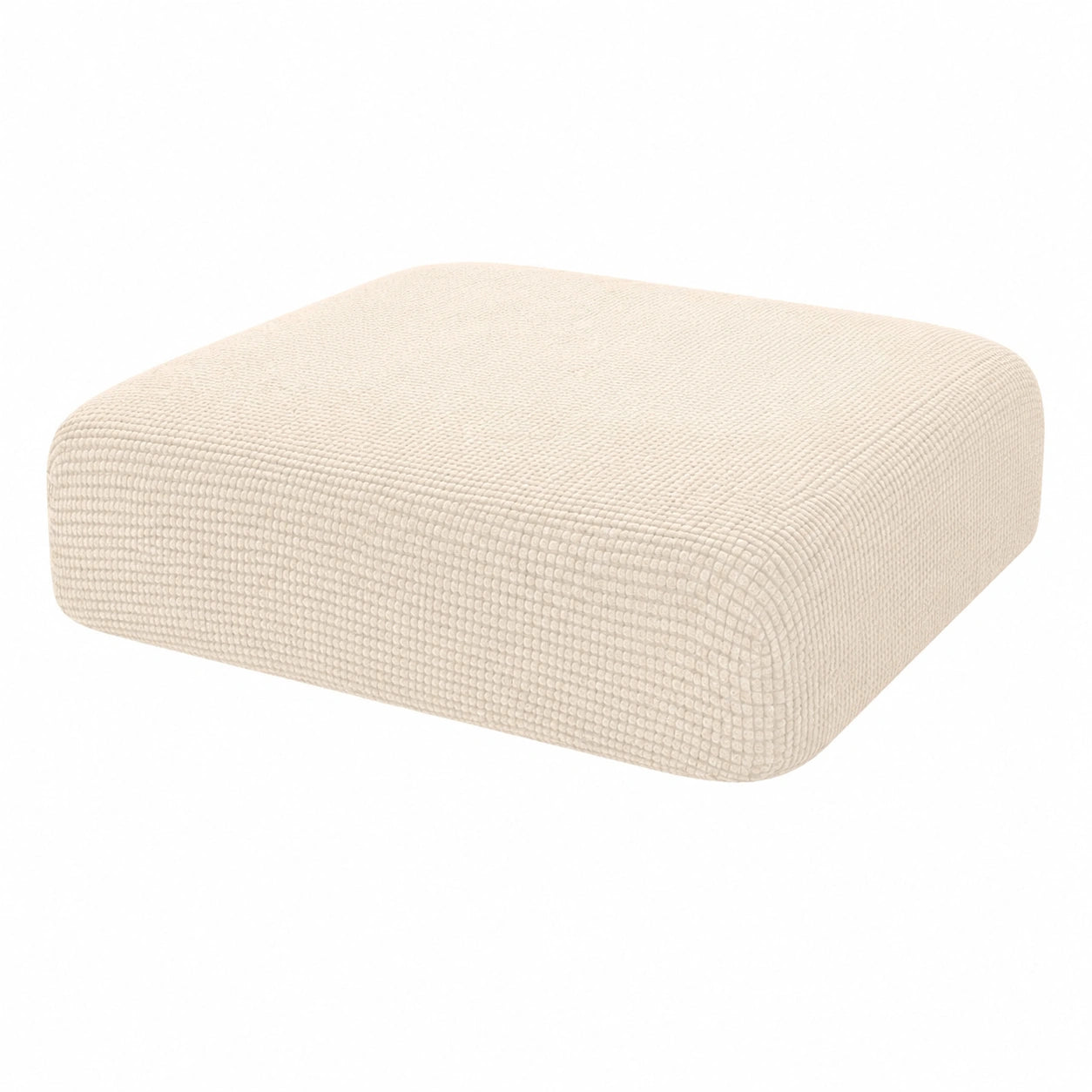 Funda elástica beige para cojín de sofá de 1 plaza