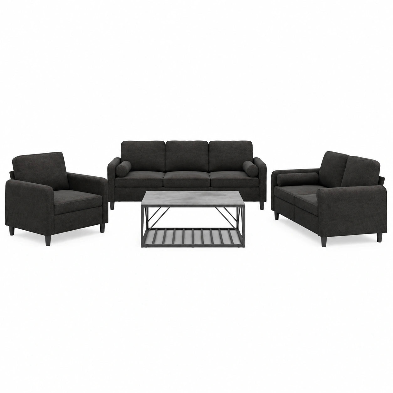 Conjunto de Sofás 3 Piezas Terciopelo Negro para Jardín