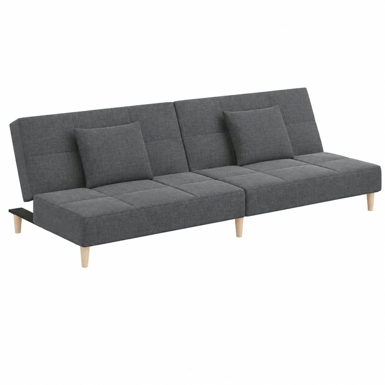 Sofá Cama de Tela Gris Claro de 2 Plazas con Cojines - Modelo 375792