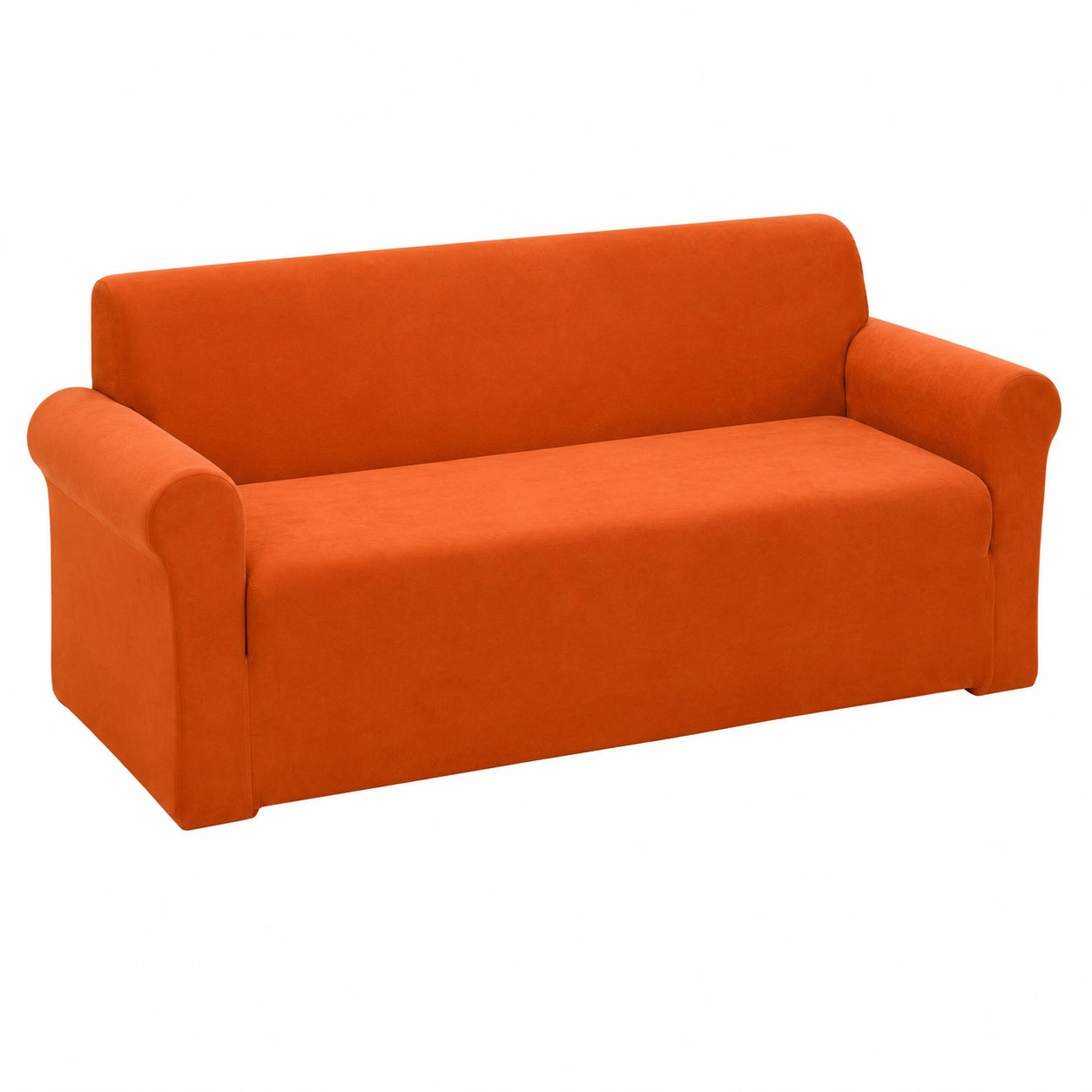 Funda Elástica de Terciopelo para Sofá 3 Plazas, Protector Antigatos Naranja