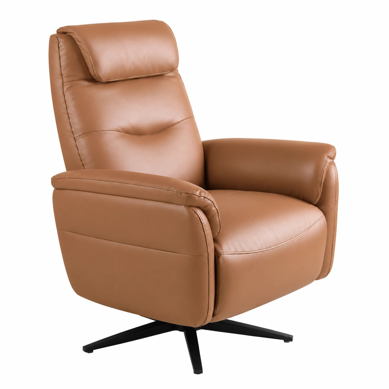 Sillón Giratorio Moderno de Piel Marrón con Puertos USB y USB-C