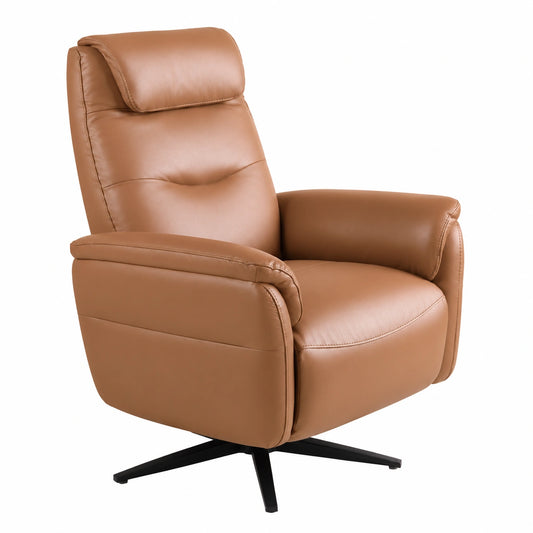 Sillón Giratorio Moderno de Piel Marrón con Puertos USB y USB-C