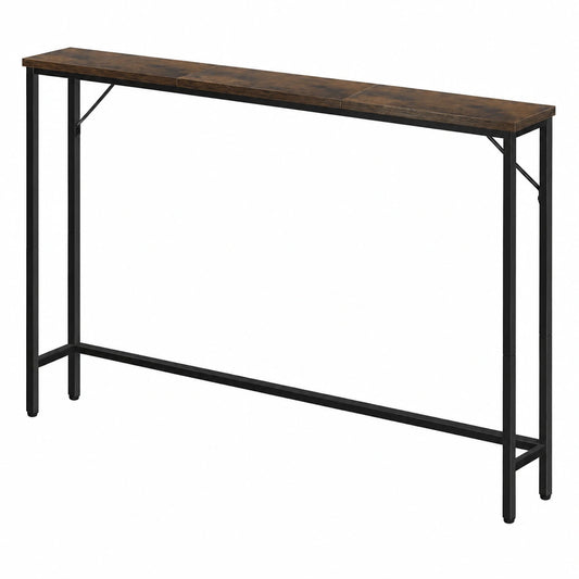 Mesa Consola Estrecha Industrial para Pasillos y Espacios Reducidos en Tono Rústico