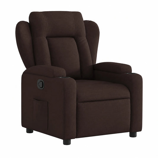 Sillón Reclinable de Tela Marrón Oscuro para Salón y Hogar - Comodidad y Relax