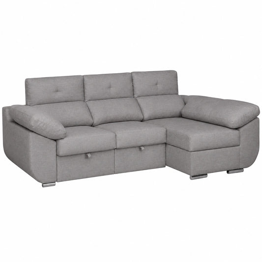 Sofá Chaise Longue 3 Plazas Deslizante en Ceniza - Diseño Moderno Avril
