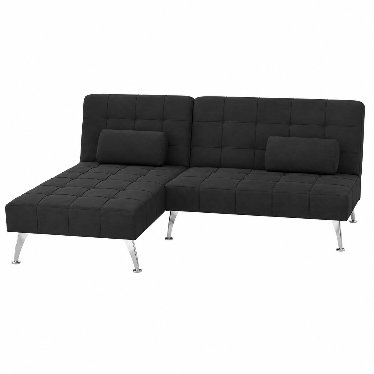 Sofá Cama Chaise Longue Reclinable Gris con Cojines, Compacto y Versátil