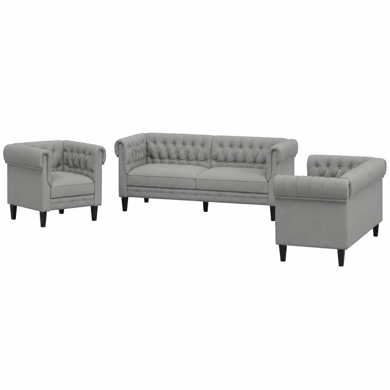 Conjunto de Sofás Modernos de Tela Gris Claro para Salón, Jardín y Exterior