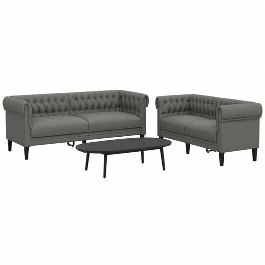 Conjunto de Sofás 2 Piezas de Tela Gris Oscuro para Salón y Jardín - Modelo 3209201