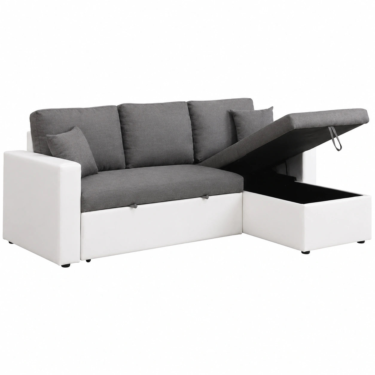 Sofá Esquinero Convertible Alain para Tres Personas en Gris y Blanco