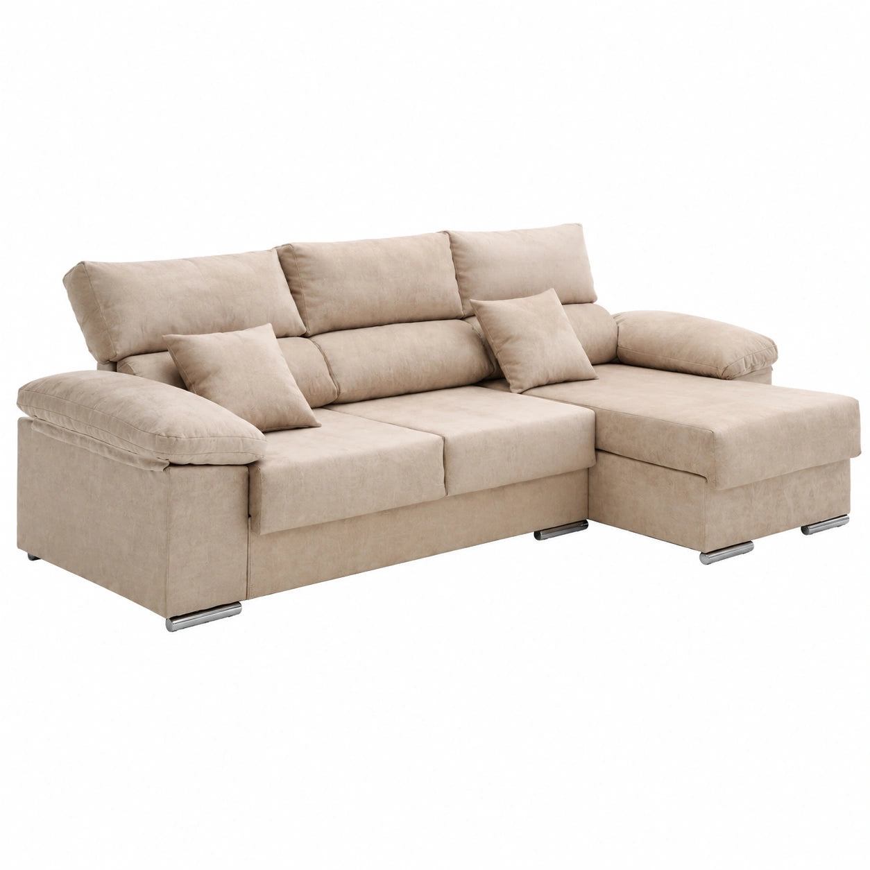 Sofá Chaise Longue Reclinable Beatrice Beige con Orientación Derecha