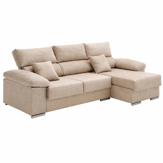 Sofá Chaise Longue Reclinable Beatrice Beige con Orientación Derecha