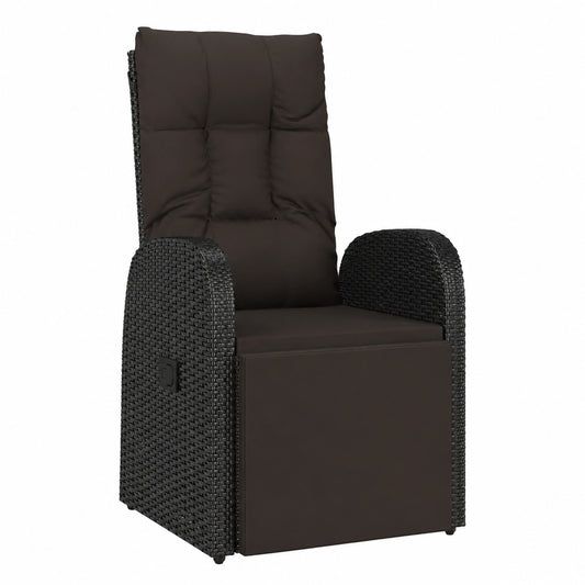 Conjunto de Sillas de Jardín con Cojín Impermeable de Ratán Negro para Exterior