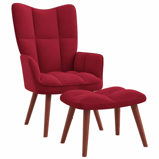 Sillón Relax Homgoday con Reposapiés en Terciopelo Burdeos para Dormitorio