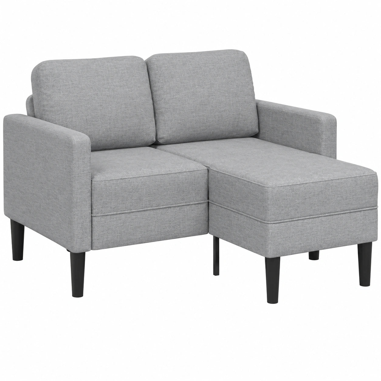 Sofá Esquinero de 2 Plazas con Chaise Longue Gris Claro de 125 cm