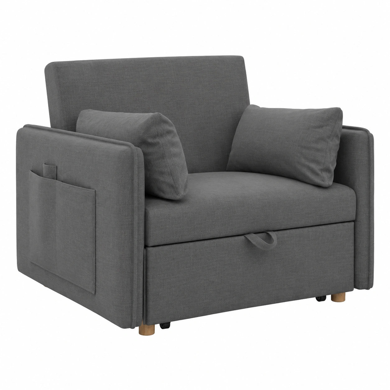 Sofá Cama Individual 3 en 1 con Almohadas y Reposabrazos, 93x100x79cm, 200Kg, Marengo