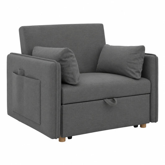 Sofá Cama Individual 3 en 1 con Almohadas y Reposabrazos, 93x100x79cm, 200Kg, Marengo