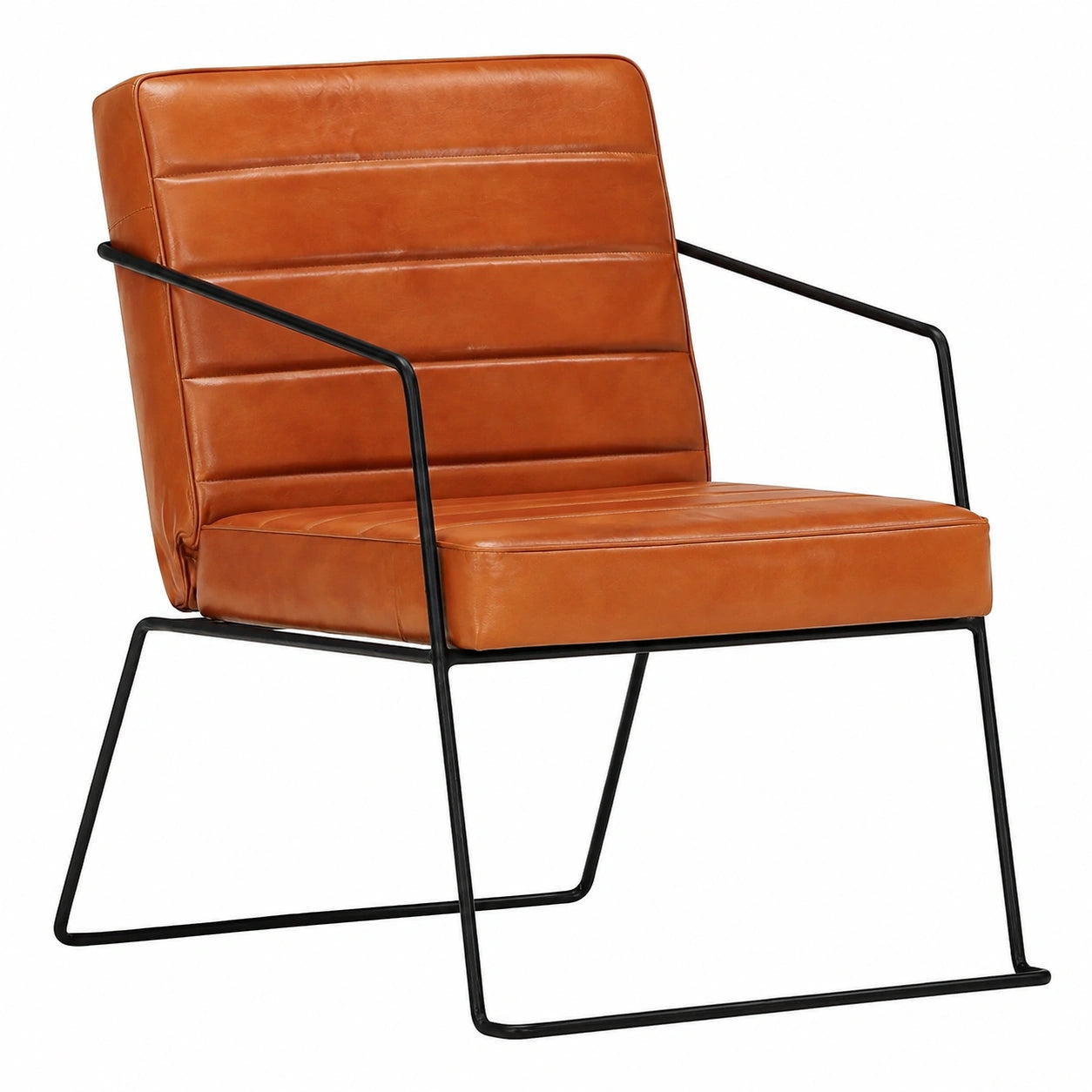 Sillón de Cuero Auténtico Marrón Claro para Sala y Estudio