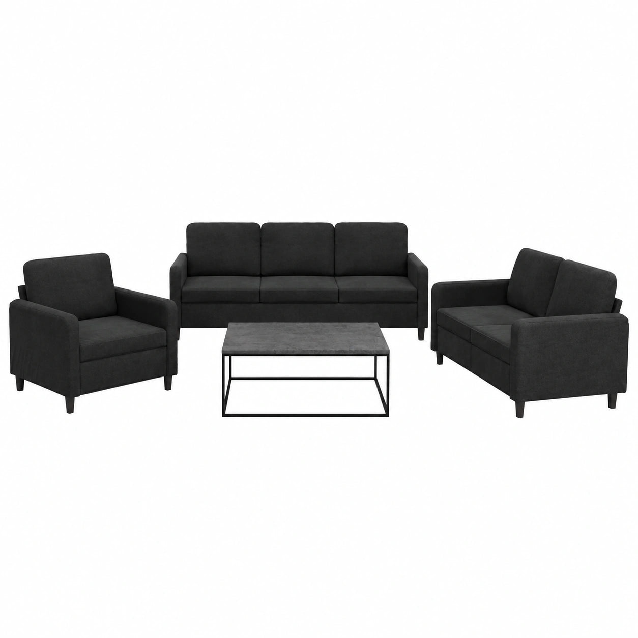 Conjunto de Sofás de Terciopelo Negro de 3 Piezas Homgoday para Sala y Jardín