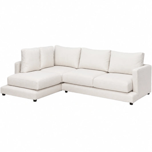 KLAST Sofá Chaise Longue de 3 Plazas, Diseño Elegante y Minimalista, Cojines Desenfundables, Beige, 275x88 cm