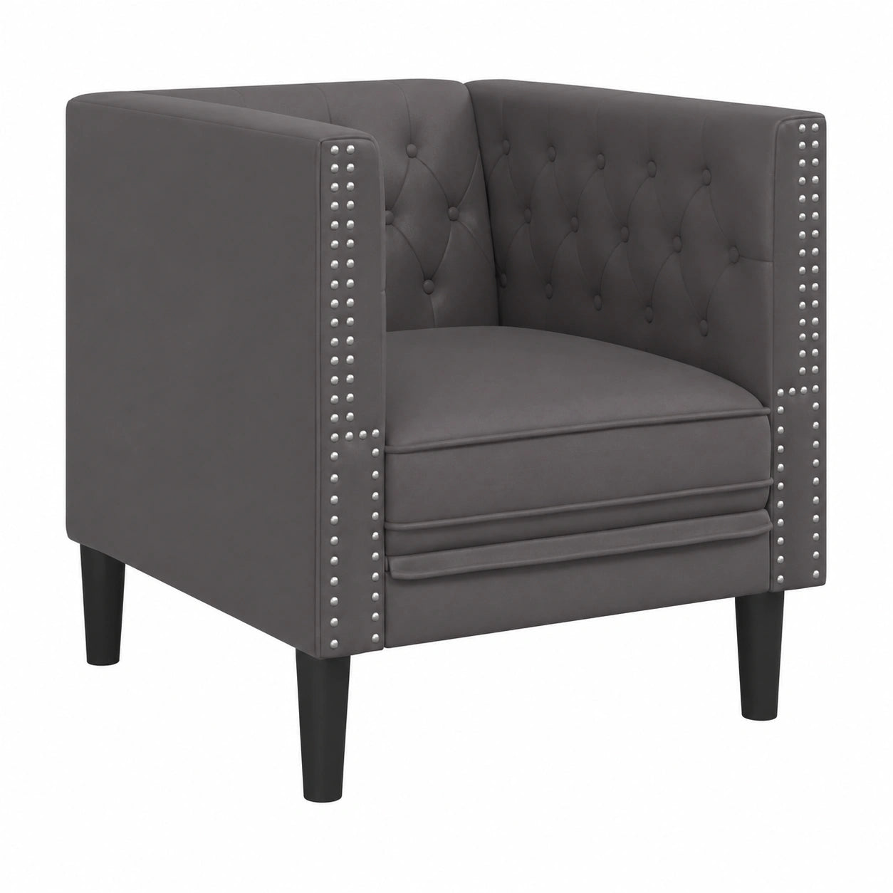 Sillón Chesterfield de Cuero Sintético Gris con Diseño Clásico