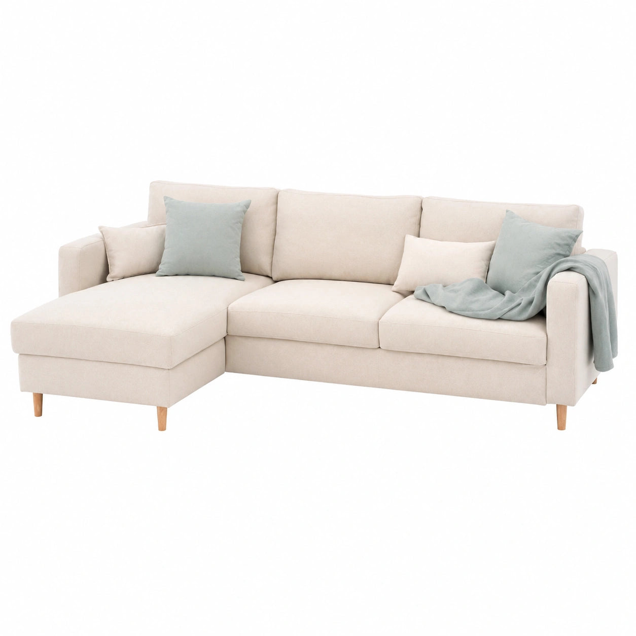 KLAST Sofá Reversible Beige con Chaise Longue, 83 x 245 cm