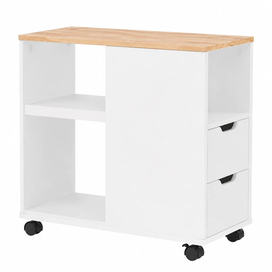 Mesa Auxiliar con Ruedas y Almacenamiento, Ideal para Salón o Dormitorio, 30x60x60 cm