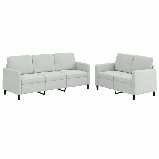 Conjunto de Sofás de Terciopelo Gris Claro para Salón y Jardín
