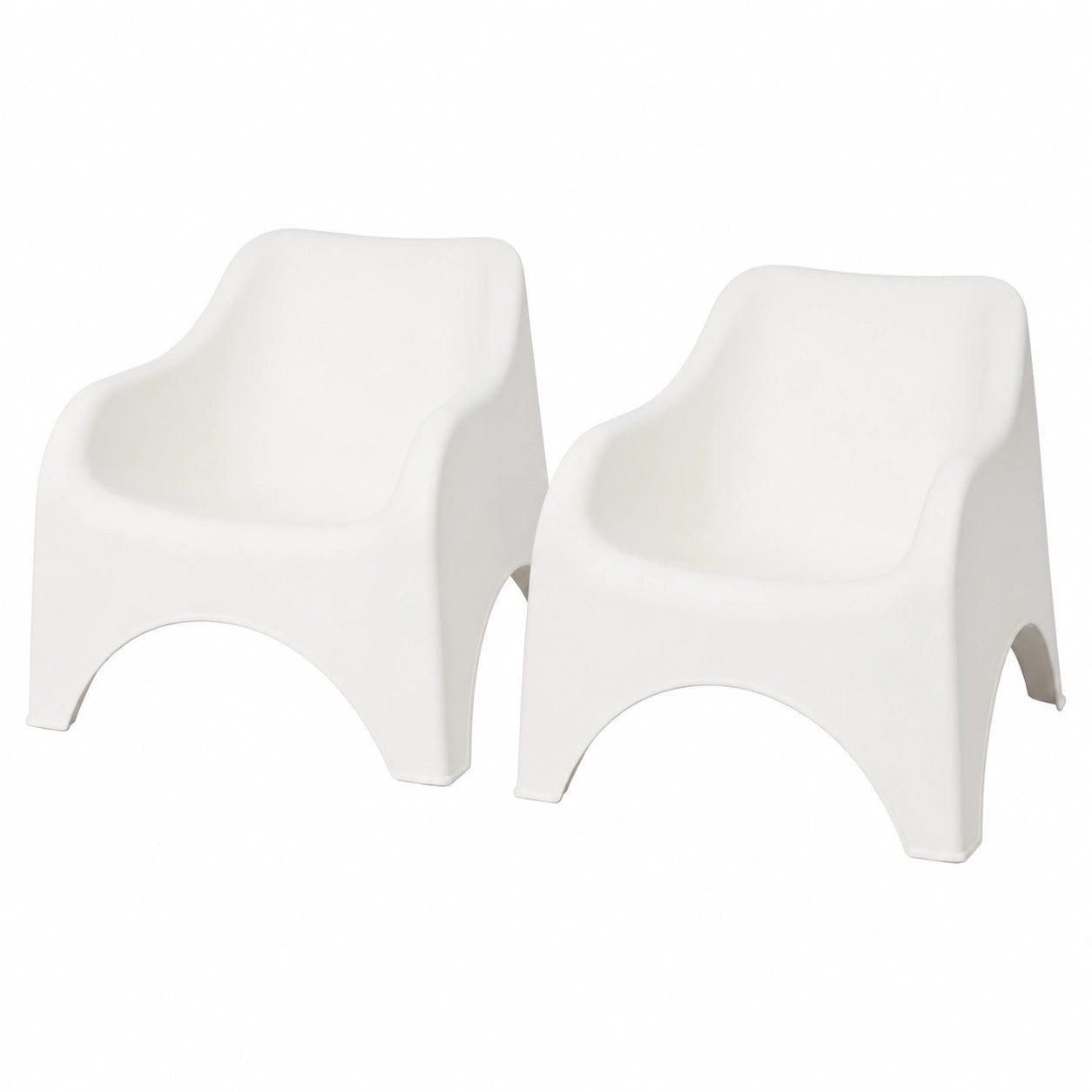 Conjunto de 2 Sillones de Jardín de Plástico Blanco para Exterior con Reposabrazos Cómodos, Diseño Monobloque, Fácil de Limpiar - 70x80x70 cm