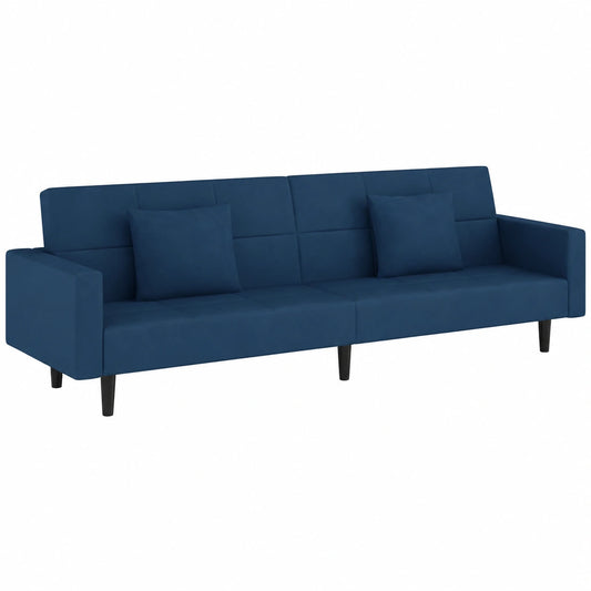 Sofá Cama de Terciopelo Azul de 2 Plazas con Cojines - Homgoday