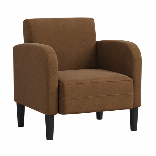 Butaca de piel sintética marrón de 54 cm, ideal para salón y dormitorio