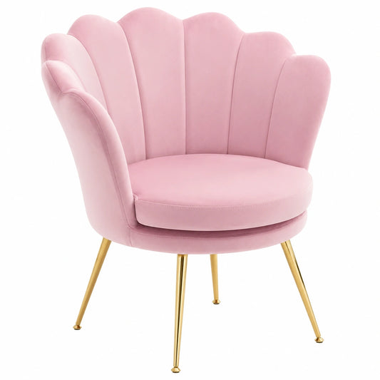 Sillón Lounge WOLTU en Terciopelo Rosa con Patas Doradas, Ideal para Sala y Dormitorio, Hasta 150 kg