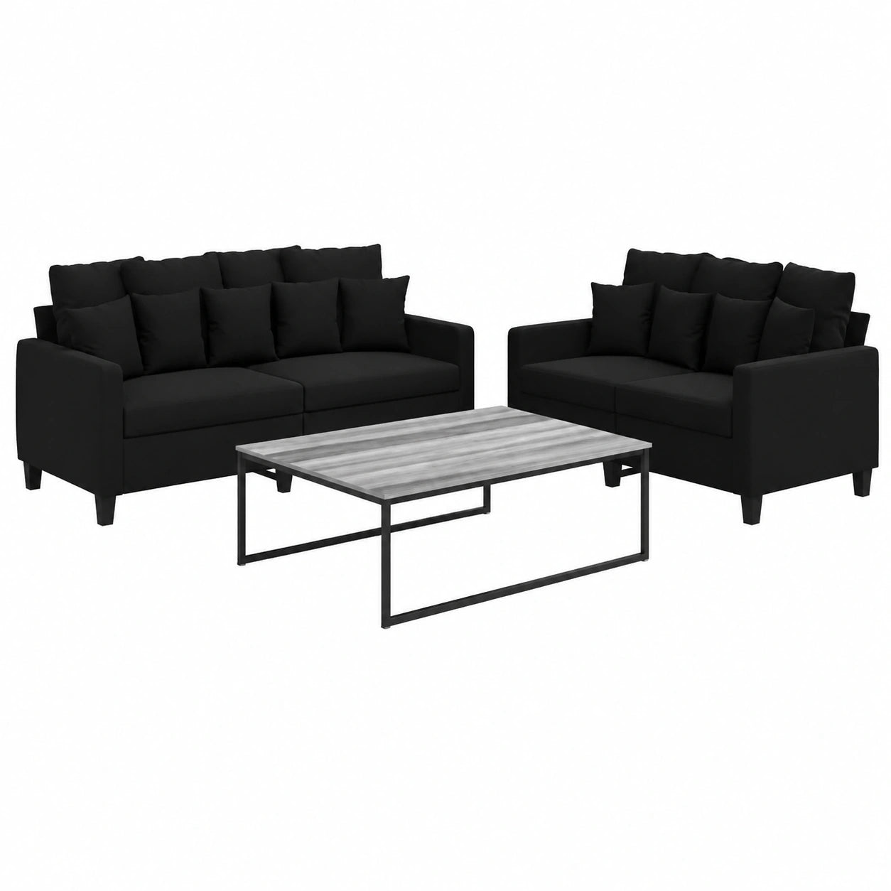Homgoday Conjunto de Sofás 2 Piezas con Cojines Negros, Tapicería Moderna para Salón y Jardín
