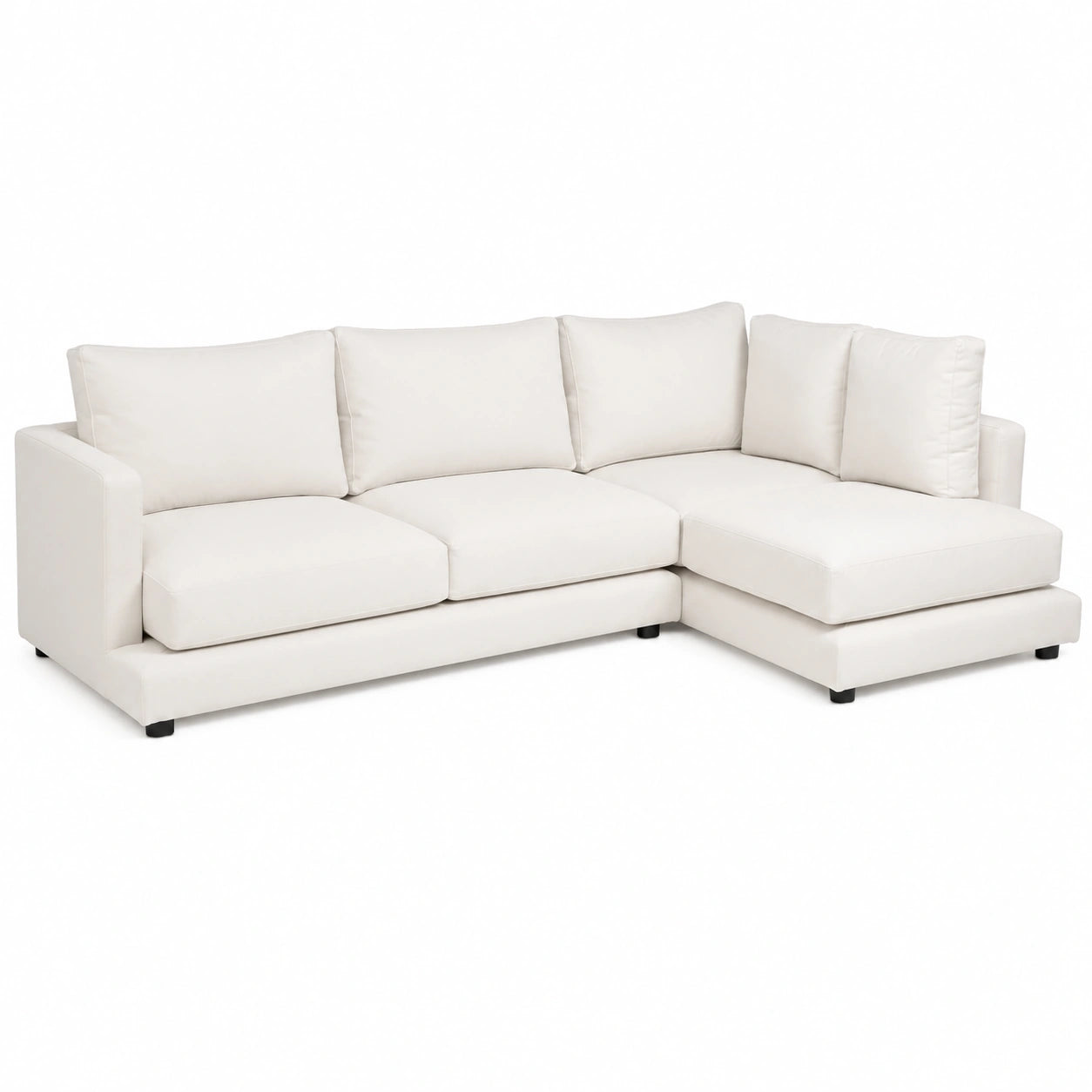 Sofá Chaise Longue de 3 Plazas Varyag Beige con Cojines Desenfundables