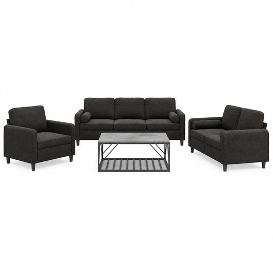 Conjunto de Sofás 3 Piezas Terciopelo Negro para Jardín