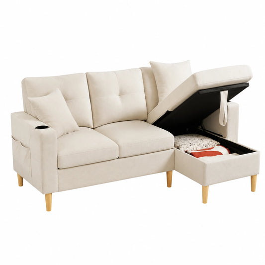 Sofá esquinero modular 3 plazas con chaise longue y almacenamiento