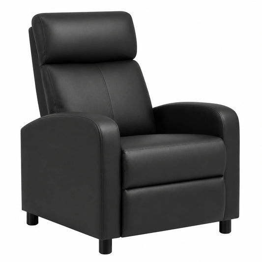 Sillón de Masaje Yaheetech Reclinable con Reposapiés Ajustable, Tela de Poliéster Negra para Salón y Dormitorio