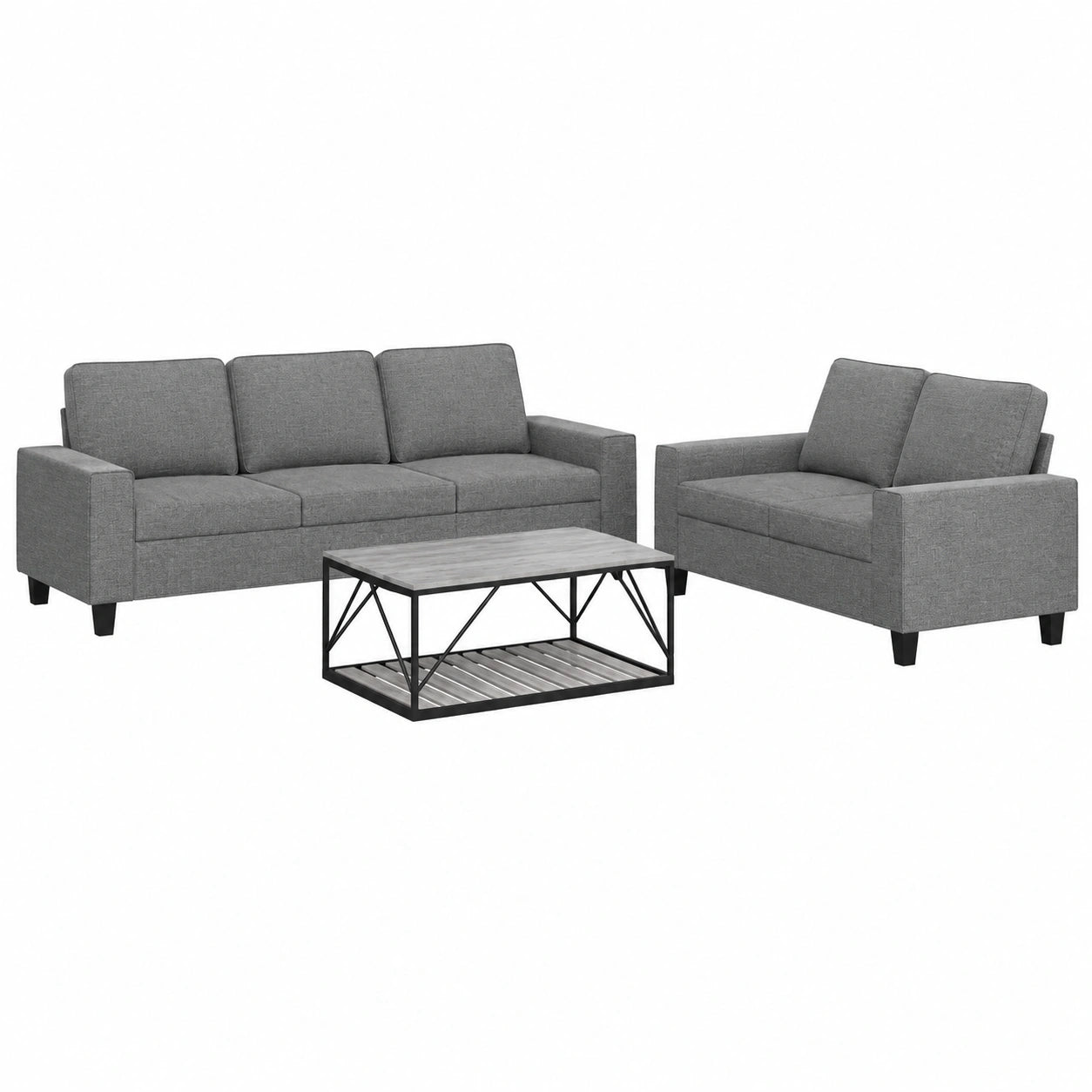 Homgoday Conjunto de Sofás Modernos, 2 Piezas en Tela Gris Oscuro para Interiores y Exteriores