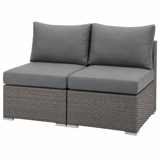 Funda Elástica para Cojín de Asiento Exterior, Lavable y Desmontable, para Sofás de Jardín y Muebles de Ratán, 2/3/1 Asientos (Gris, 50-65cm, 2 Piezas)