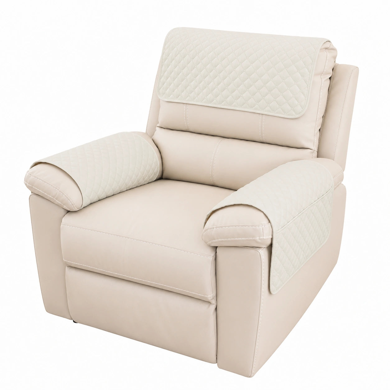 Protector acolchado antideslizante para reposabrazos de sofá y silla reclinable, ideal para muebles de cuero y mascotas, color marfil