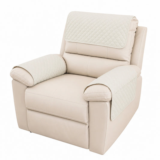 Protector acolchado antideslizante para reposabrazos de sofá y silla reclinable, ideal para muebles de cuero y mascotas, color marfil