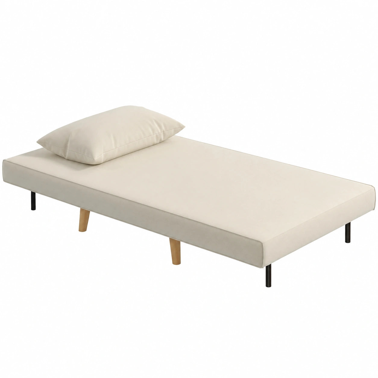 Sofá Cama Individual 3 en 1 Ajustable, Beige, para Oficina y Dormitorio